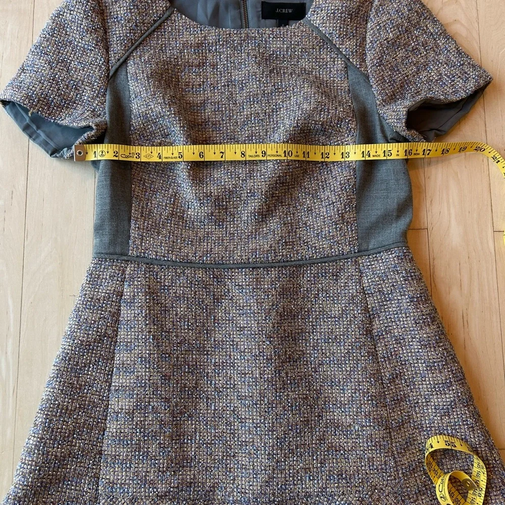J. Crew Metallic Gray/Mixed Tweed Fit & Flare Dress Stretch E1568 Size 8